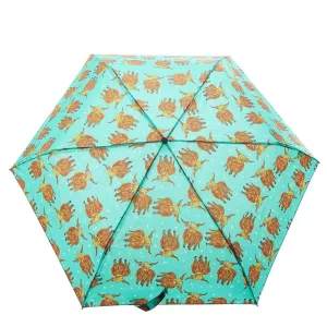 Eco Chic Foldable Mini Umbrella Green Highland Cow