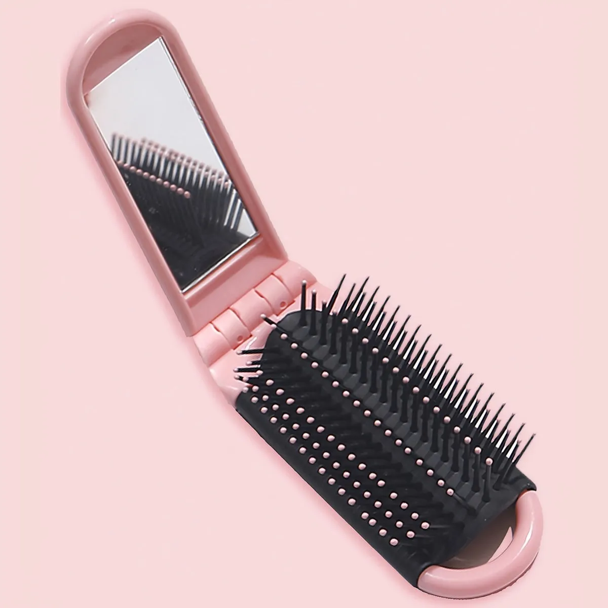 Foldable Travel Hair Comb with Mirror for Portable Styling