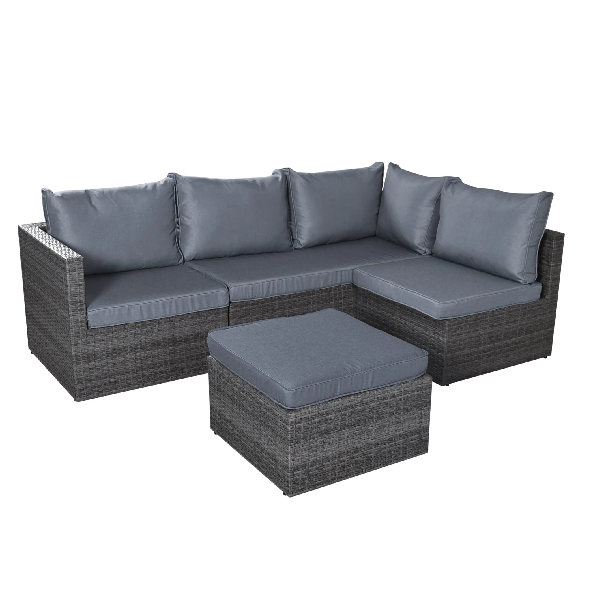 Forli 6 Seater Rattan Corner Sofa & Footstool Garden Furniture Set With Rain Cover