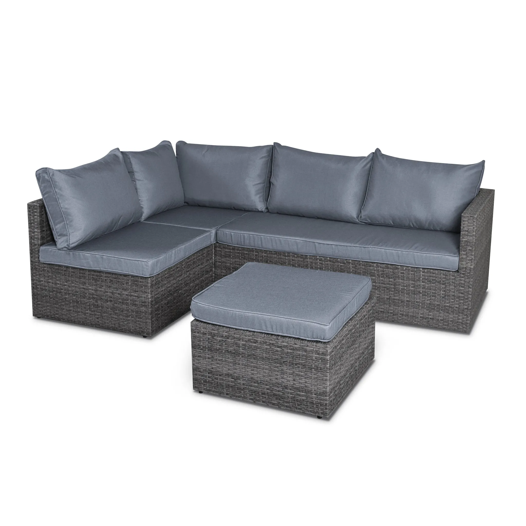 Forli 6 Seater Rattan Corner Sofa & Footstool Garden Furniture Set With Rain Cover