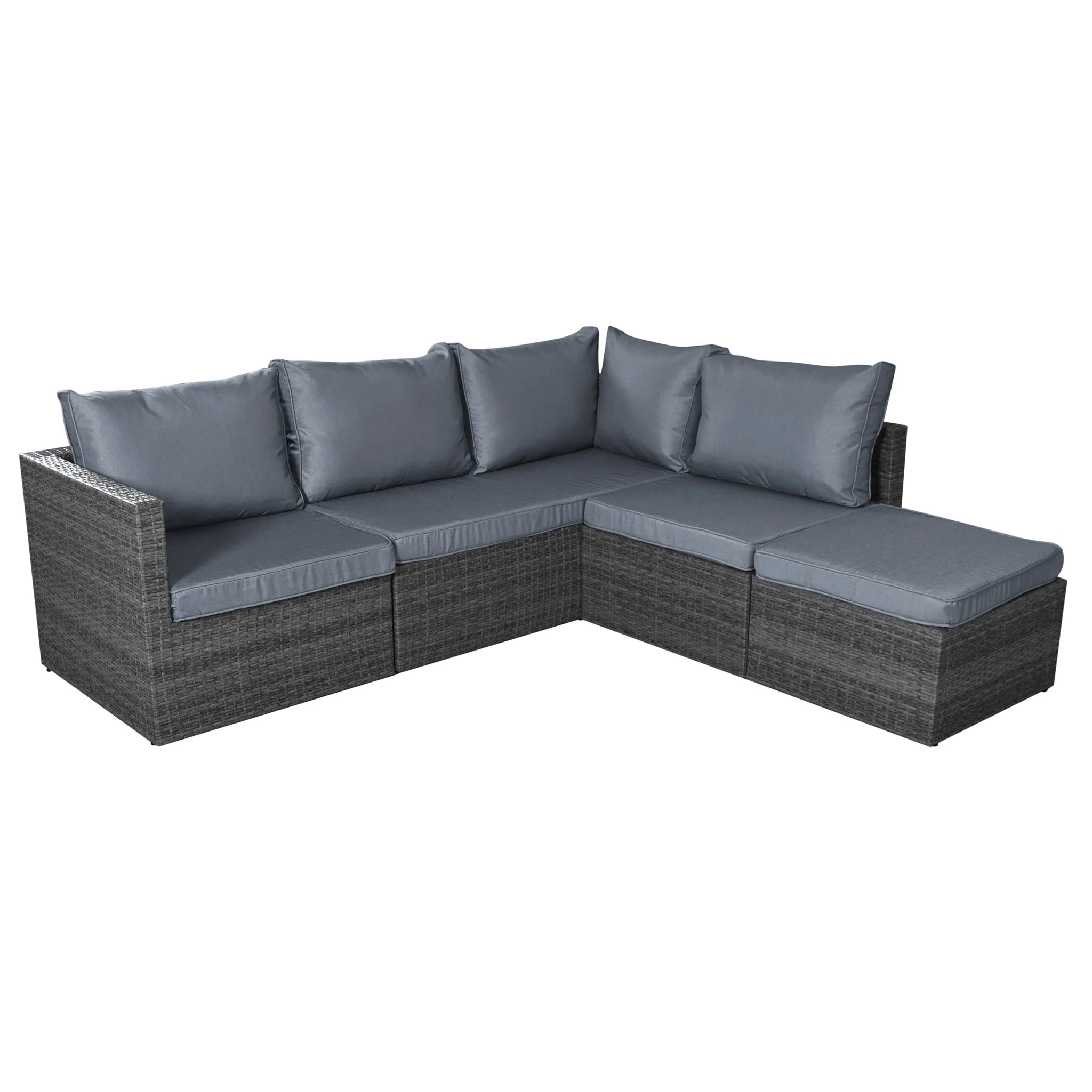 Forli 6 Seater Rattan Corner Sofa & Footstool Garden Furniture Set With Rain Cover