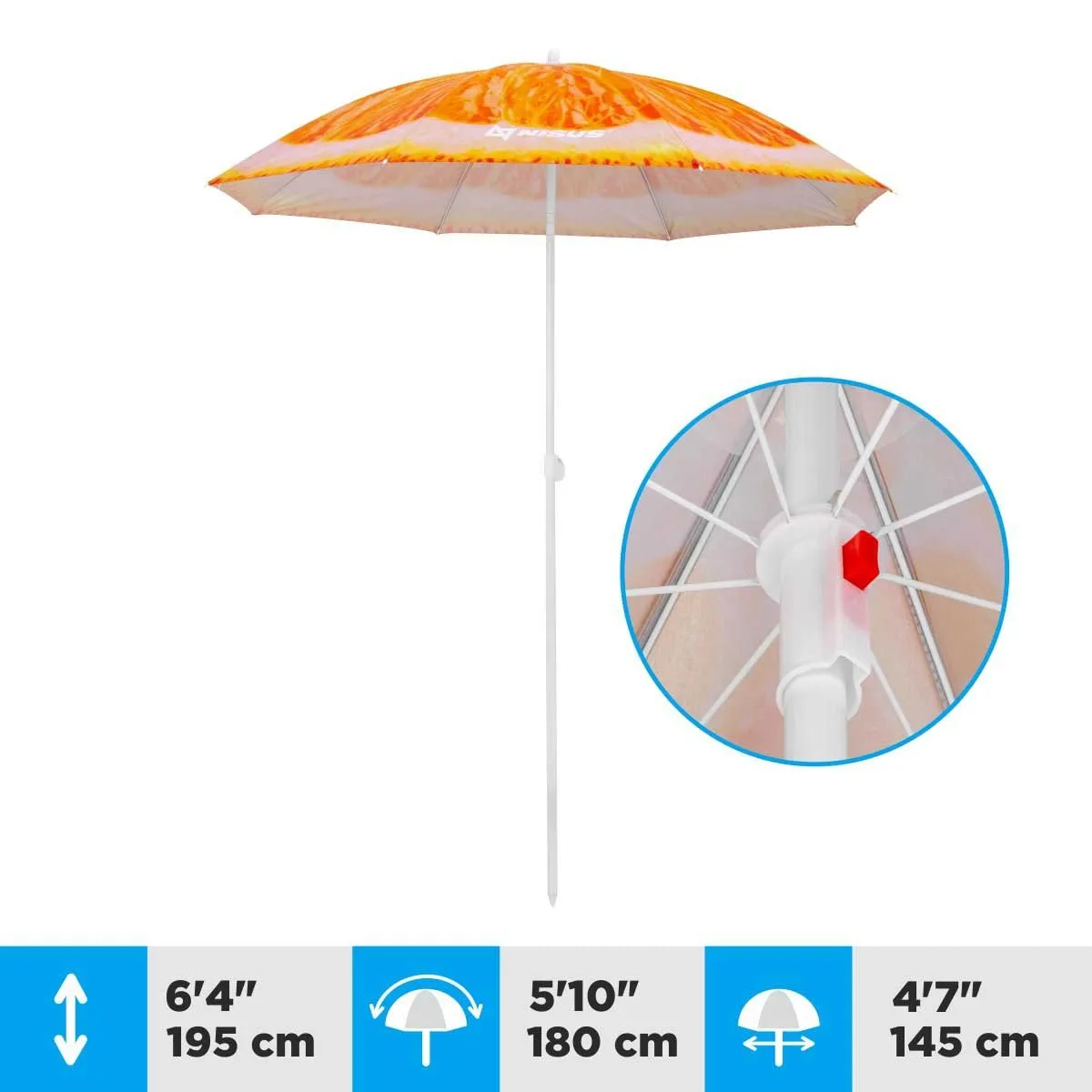 Fruit Pattern Folding Tilting Beach Umbrella with Carry Bag