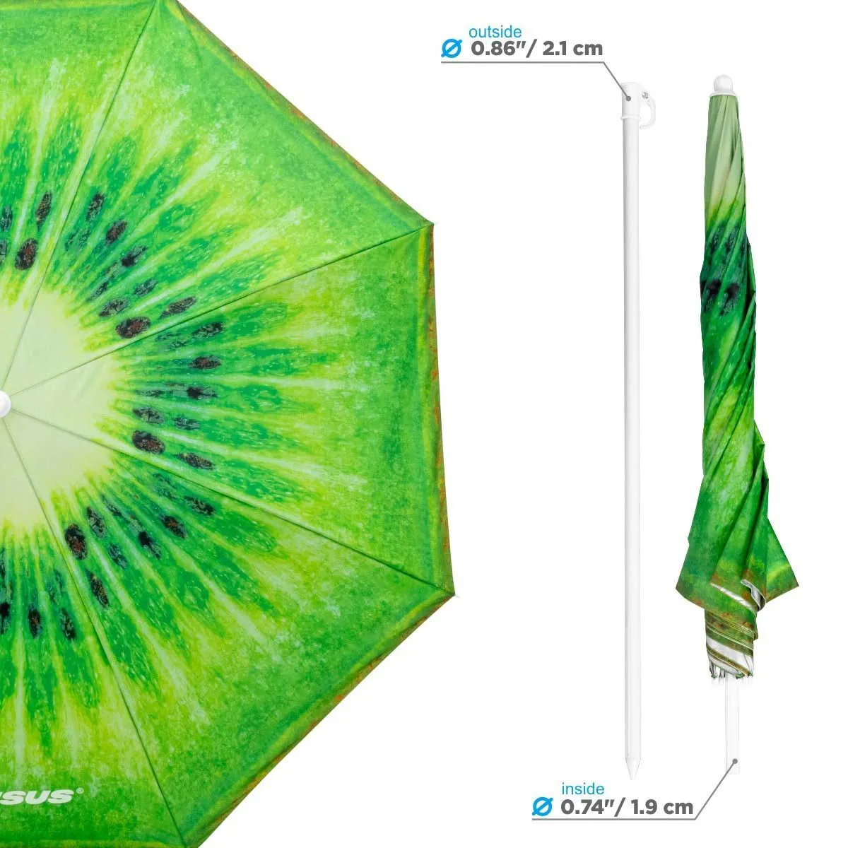 Fruit Pattern Folding Tilting Beach Umbrella with Carry Bag