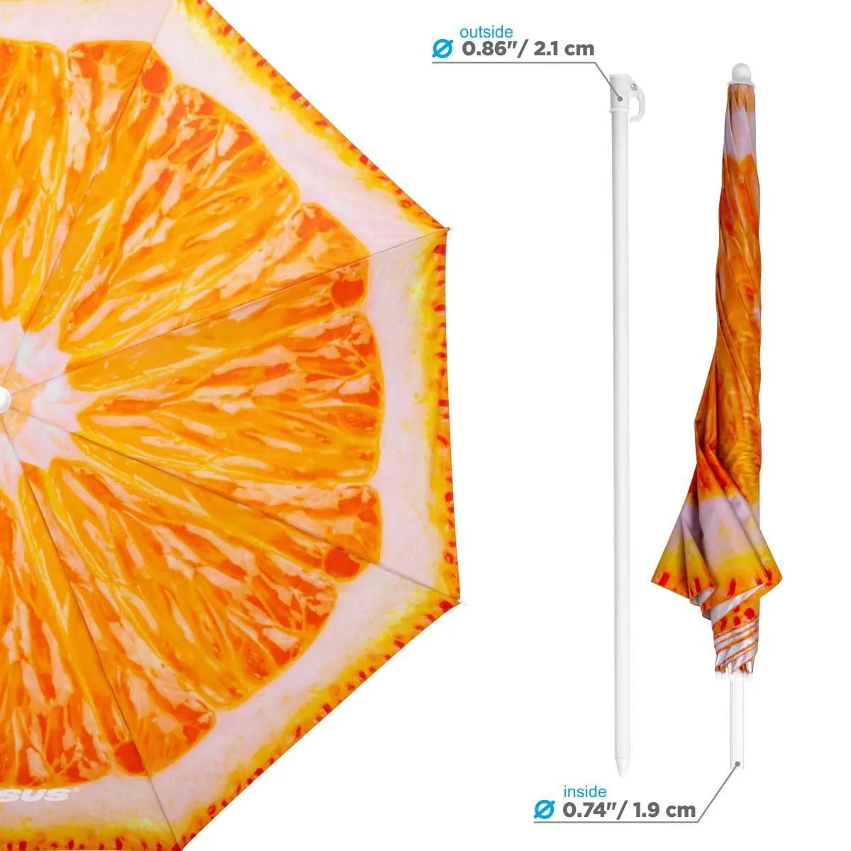 Fruit Pattern Folding Tilting Beach Umbrella with Carry Bag