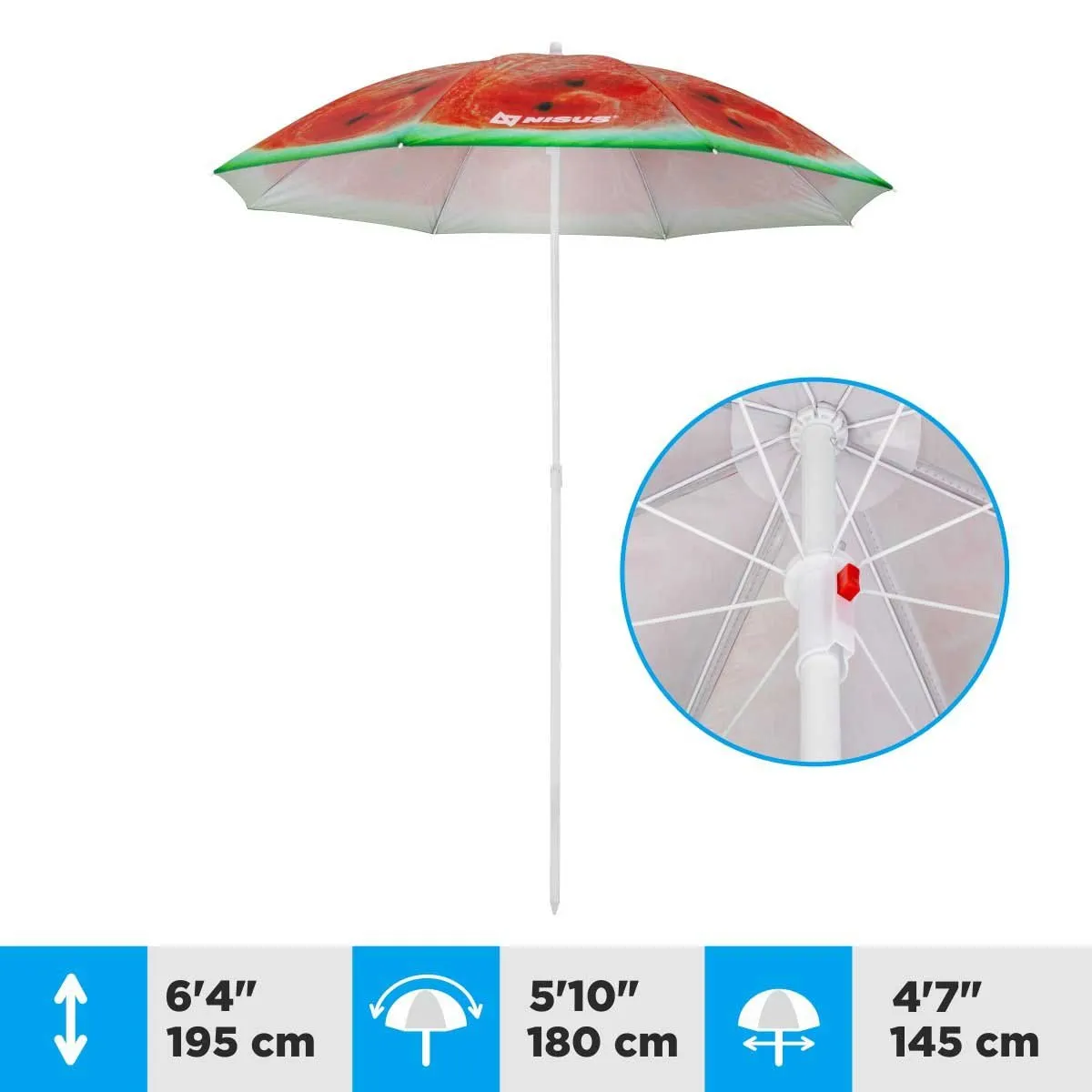 Fruit Pattern Folding Tilting Beach Umbrella with Carry Bag