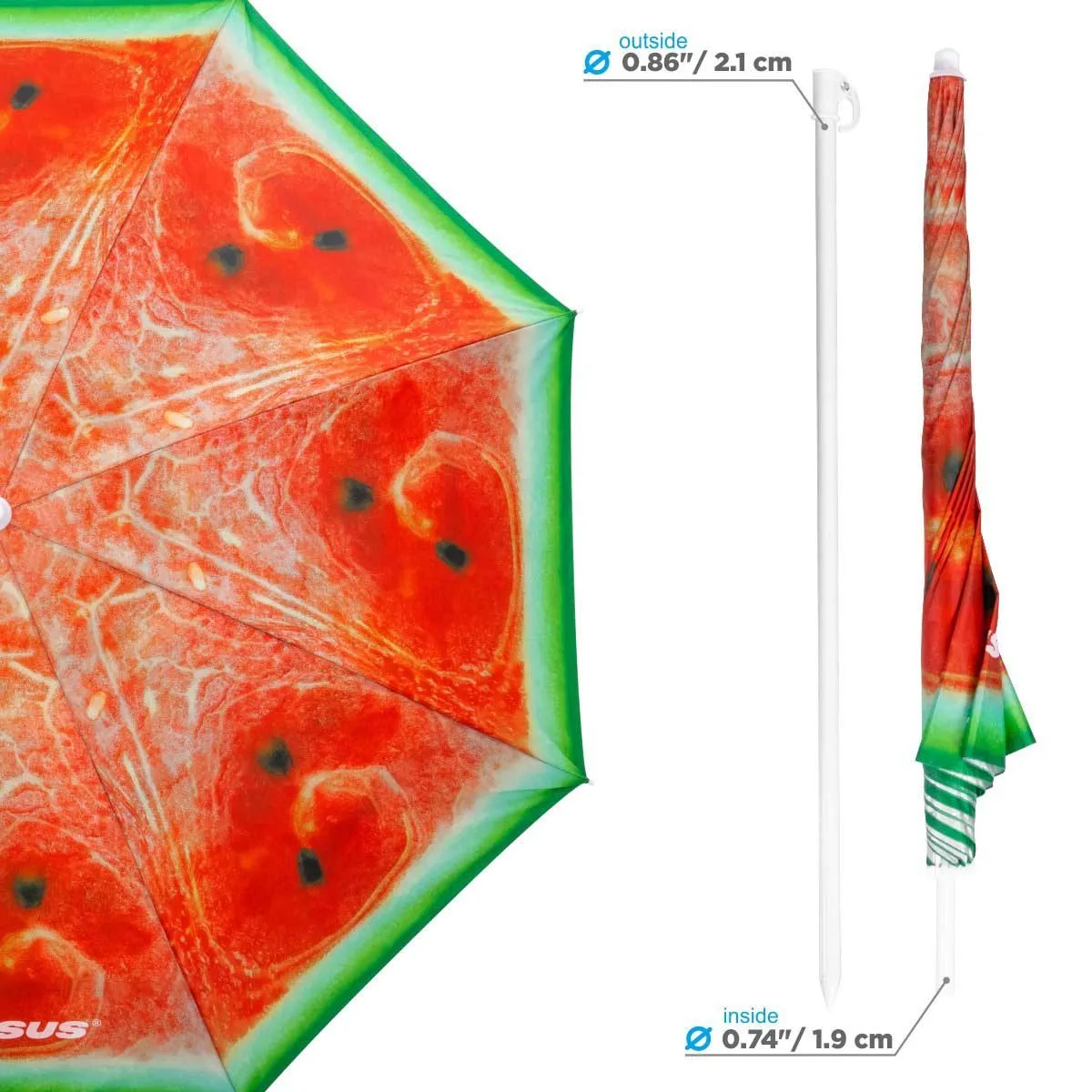 Fruit Pattern Folding Tilting Beach Umbrella with Carry Bag