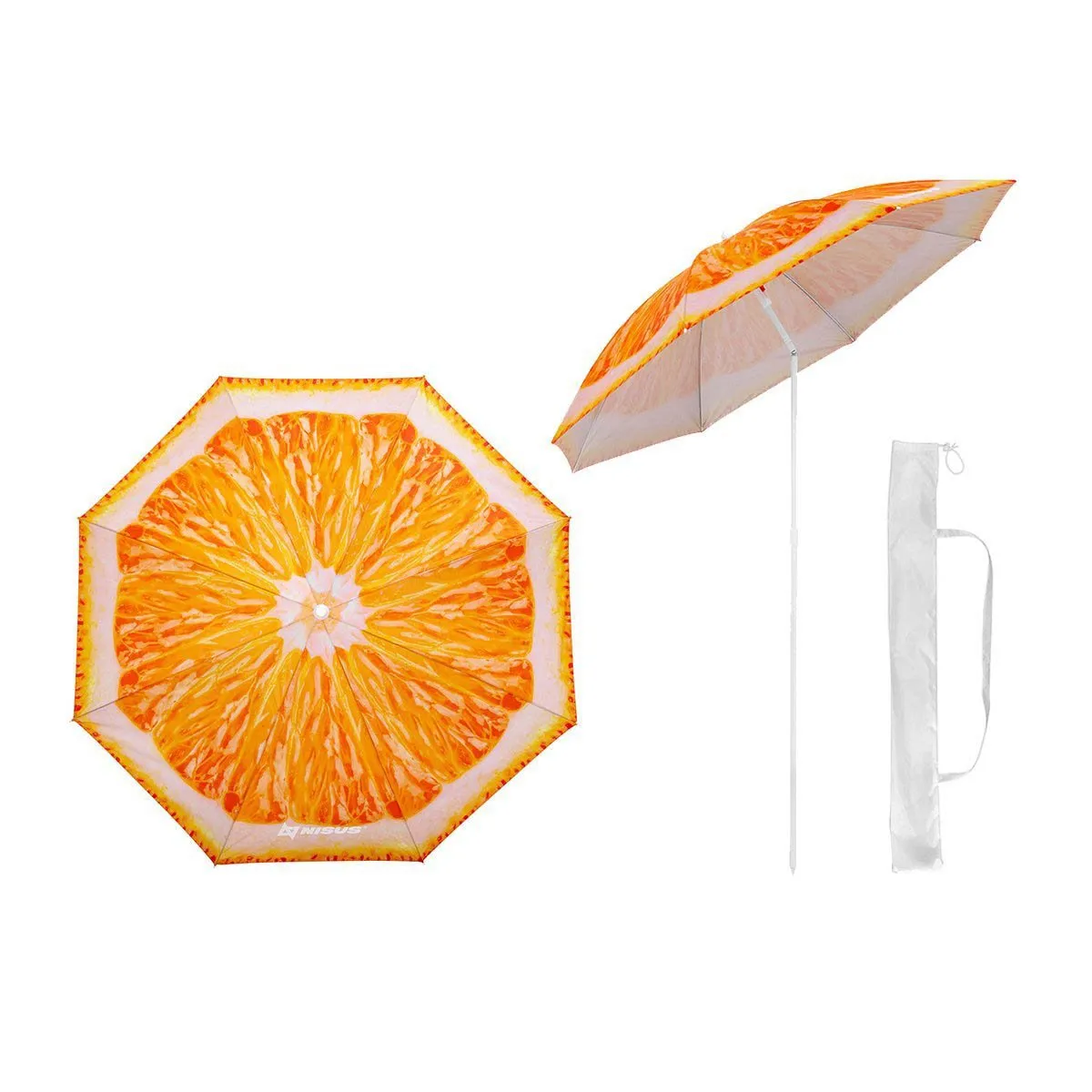 Fruit Pattern Folding Tilting Beach Umbrella with Carry Bag