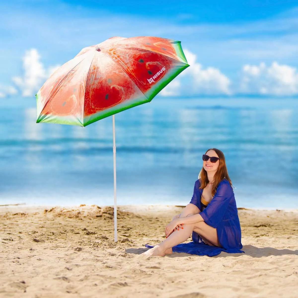 Fruit Pattern Folding Tilting Beach Umbrella with Carry Bag