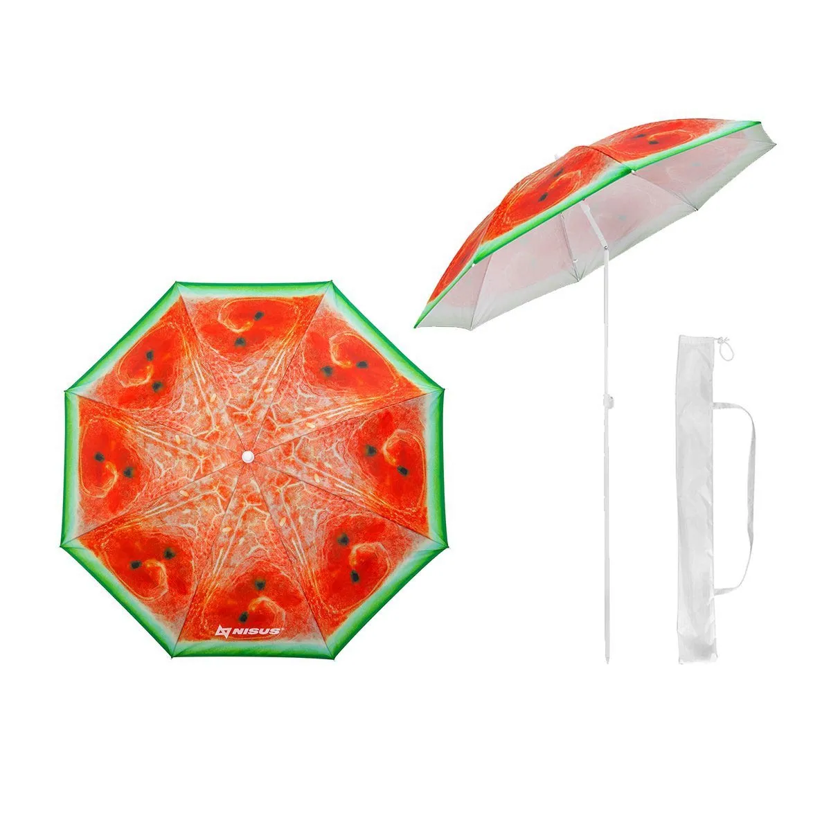 Fruit Pattern Folding Tilting Beach Umbrella with Carry Bag