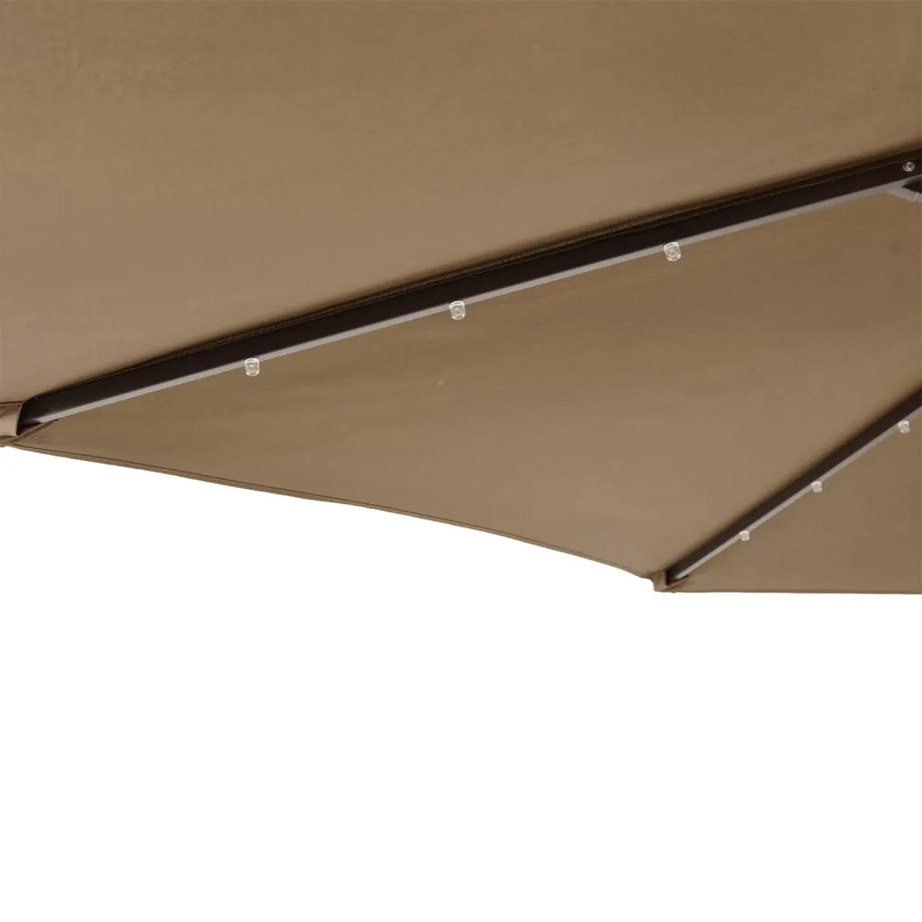 Garden Parasol with LEDs and Steel Pole Taupe 225x225x212cm