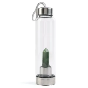 Glass Bottle | Green Aventurine Crystal | Hydration with Healing Energy | 500 ml