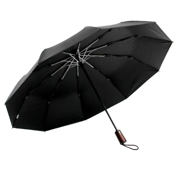 Grey Wooden Handle Travel Umbrella