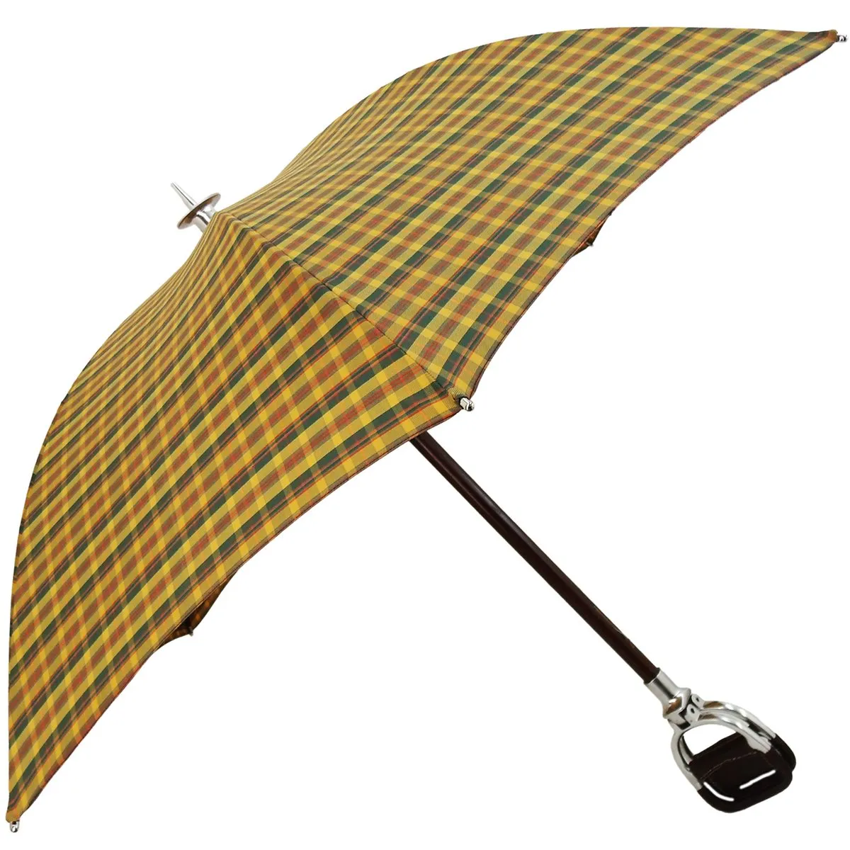 Handmade Leather Seat Umbrella- Multicolored Tartan