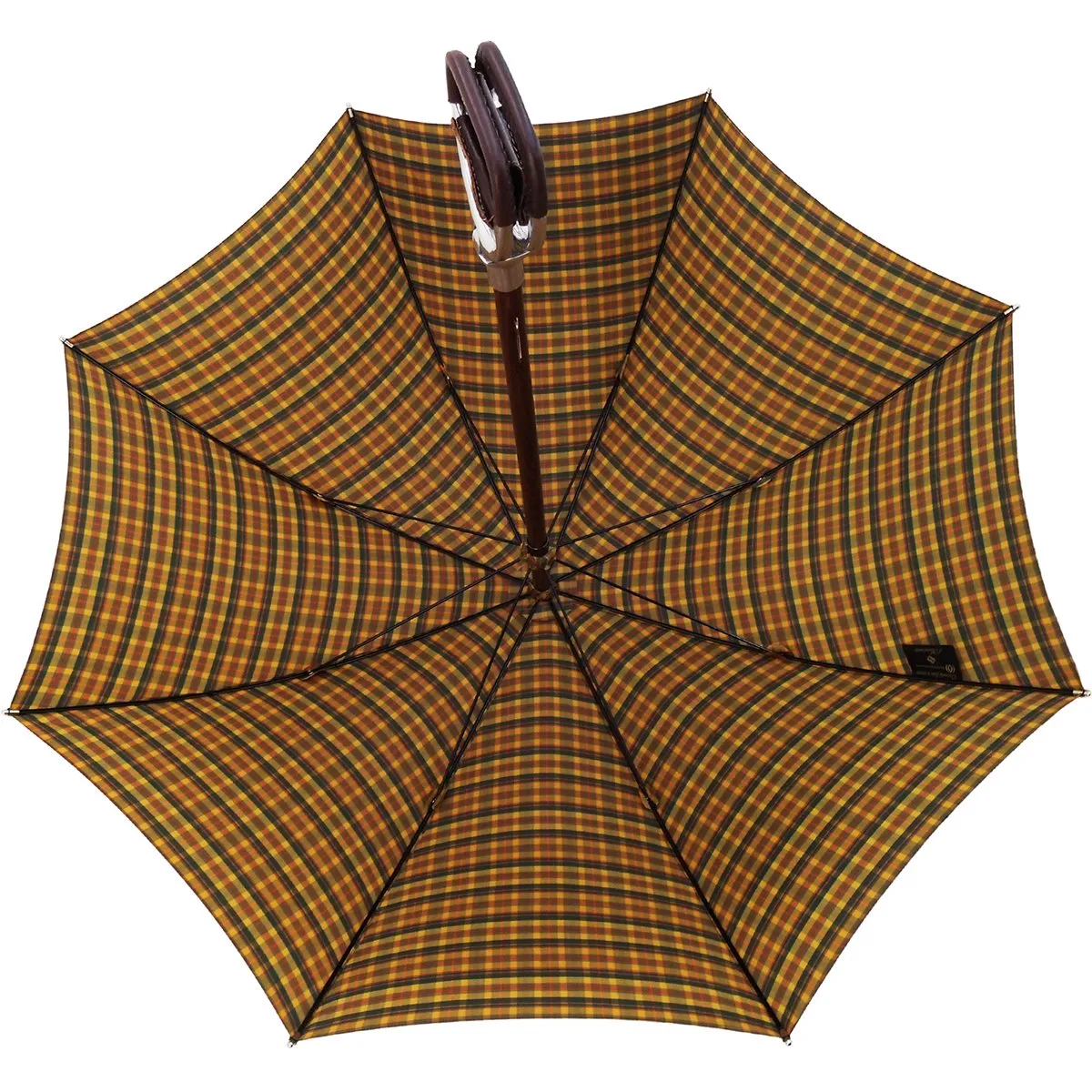 Handmade Leather Seat Umbrella- Multicolored Tartan