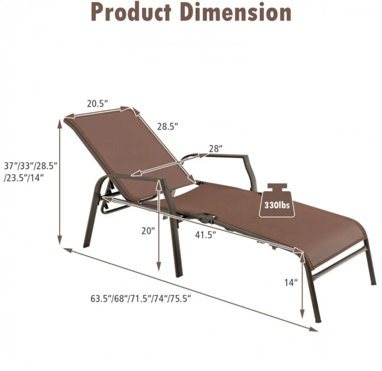 Heavy Duty Foldable 2-Piece Patio Folding Chaise Lounge Chair Set With Adjustable Back | Each Chair Holds 330lbs | Rip Resistant | Waterproof