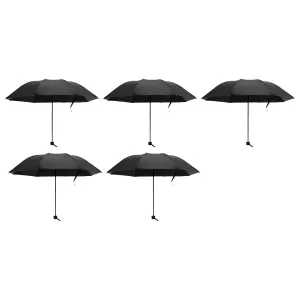 Kuber Industries 3 Fold Manual Umbrella|Windproof, Sunproof & Rainproof|With Polyester Canopy, Sturdy Steel Shaft & Wrist Straps|Easy to Hold & Carry|Umbrella for Women, Men & Kids |Black (Pack Of 5)