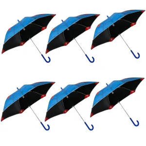 Kuber Industries Marvel Spidermen Print Umbrella For Kids|Automatic Umbrella For Rain-Pack of 6 (Blue)