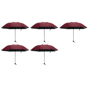 Kuber Industries Pack of 5 Umbrella for Men and Women | Manual Windproof Umbrellas for Rain | Compact Travel Umbrella For Women | Umbrella For Sun Protection | Red