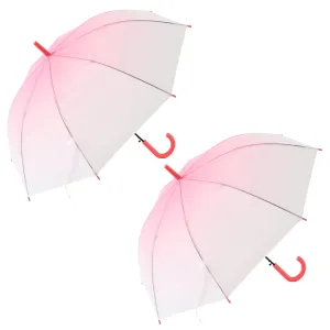 Kuber Industries Transparent Umbrella For Men & Women|Automatic Umbrella For Rain-Pack of 2 (Pink)