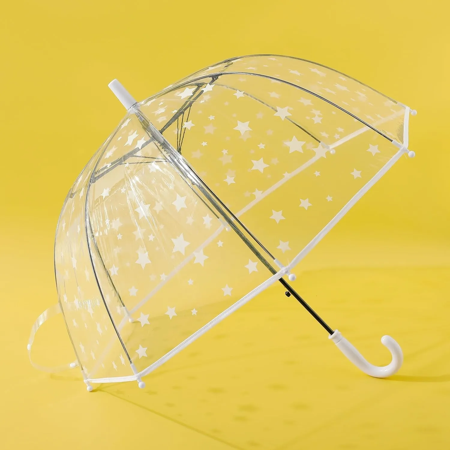 Kuber Industries Transparent Umbrella For Men & Women|Automatic Umbrella For Rain-Pack of 2 (White)