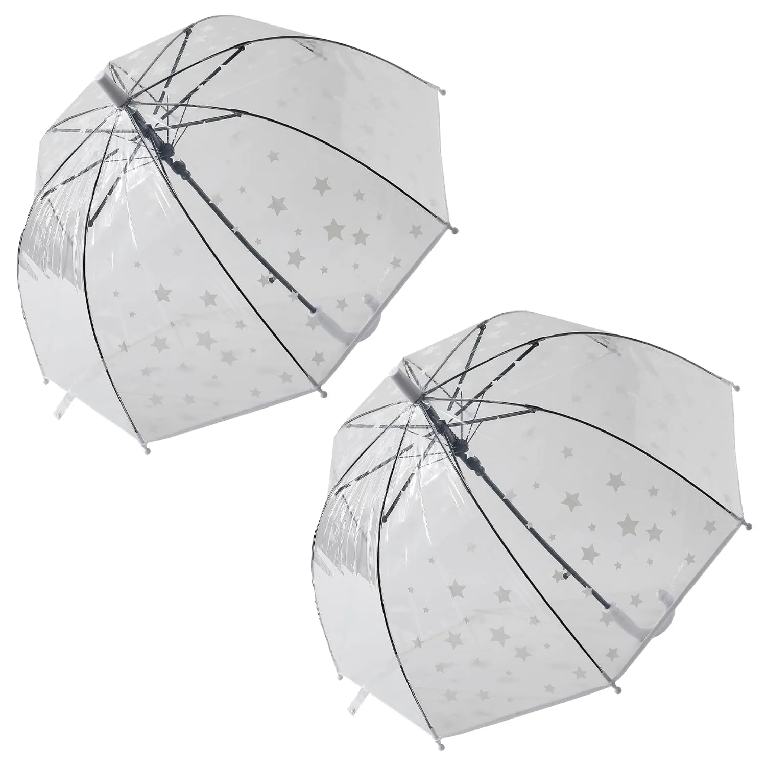 Kuber Industries Transparent Umbrella For Men & Women|Automatic Umbrella For Rain-Pack of 2 (White)