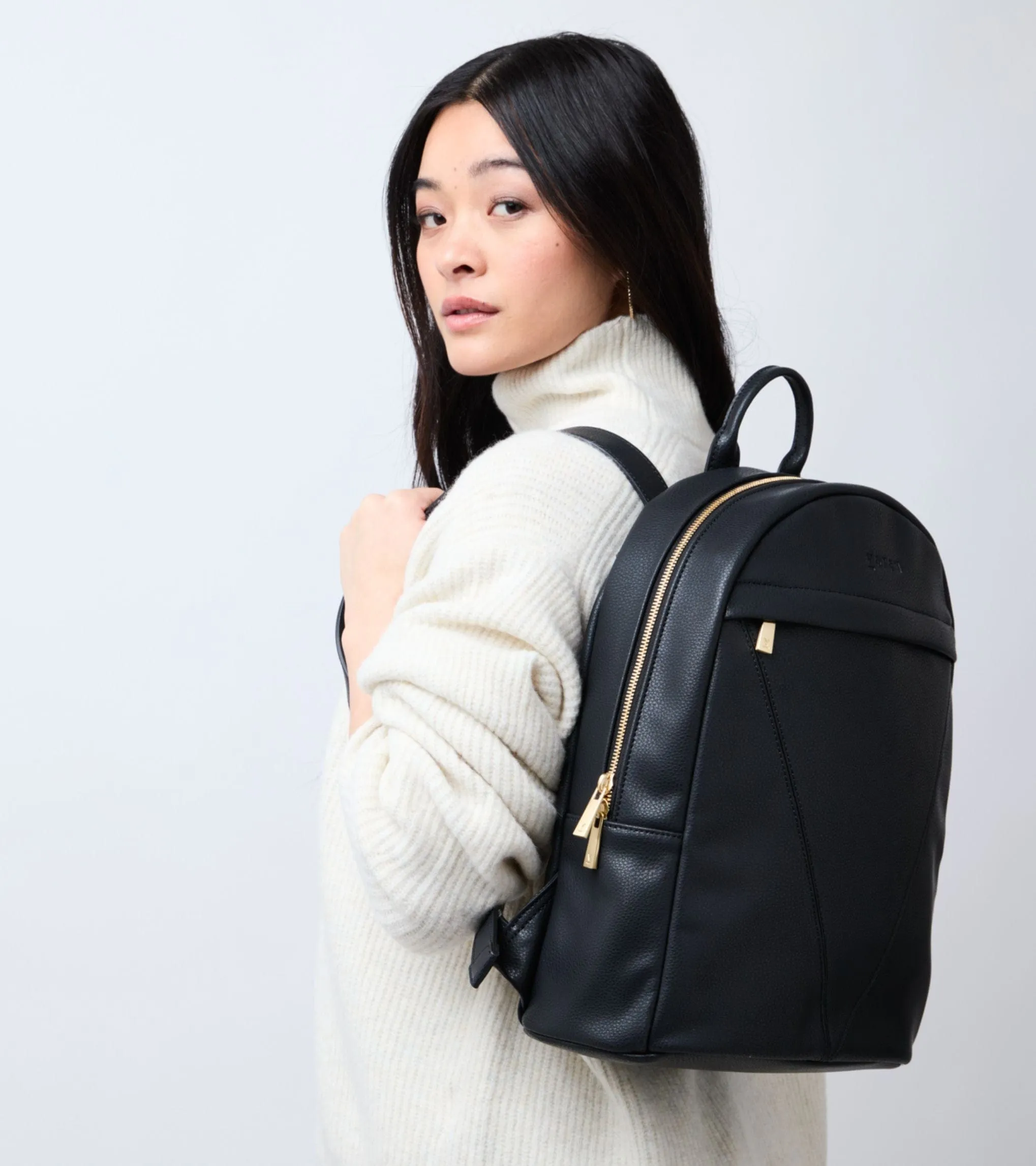 Laurie Vegan Bio-Based Bamboo Leather Backpack | Black