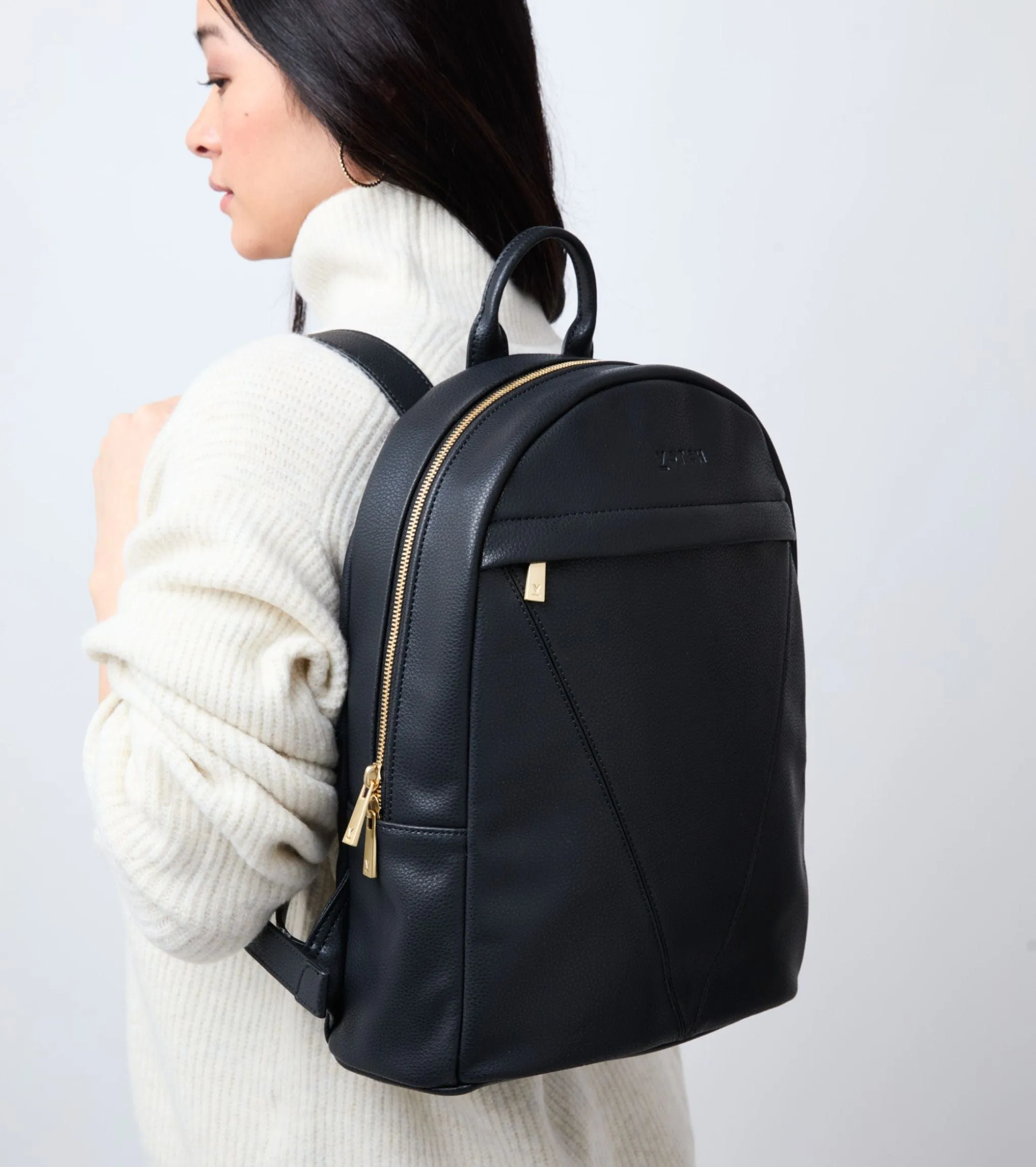 Laurie Vegan Bio-Based Bamboo Leather Backpack | Black