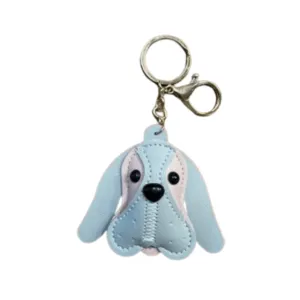 Leather Dog Keychain - Grey