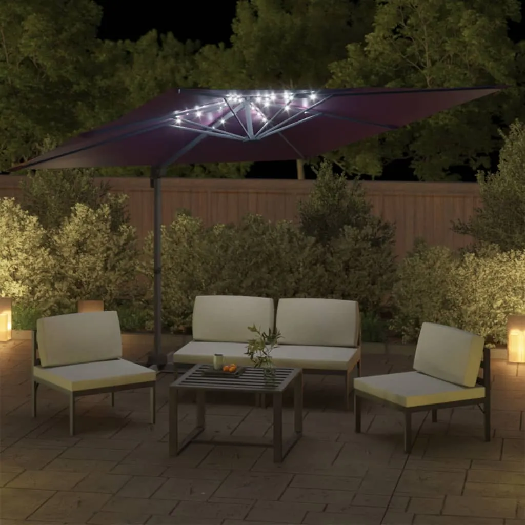 LED Cantilever Umbrella Bordeaux Red 400x300 cm