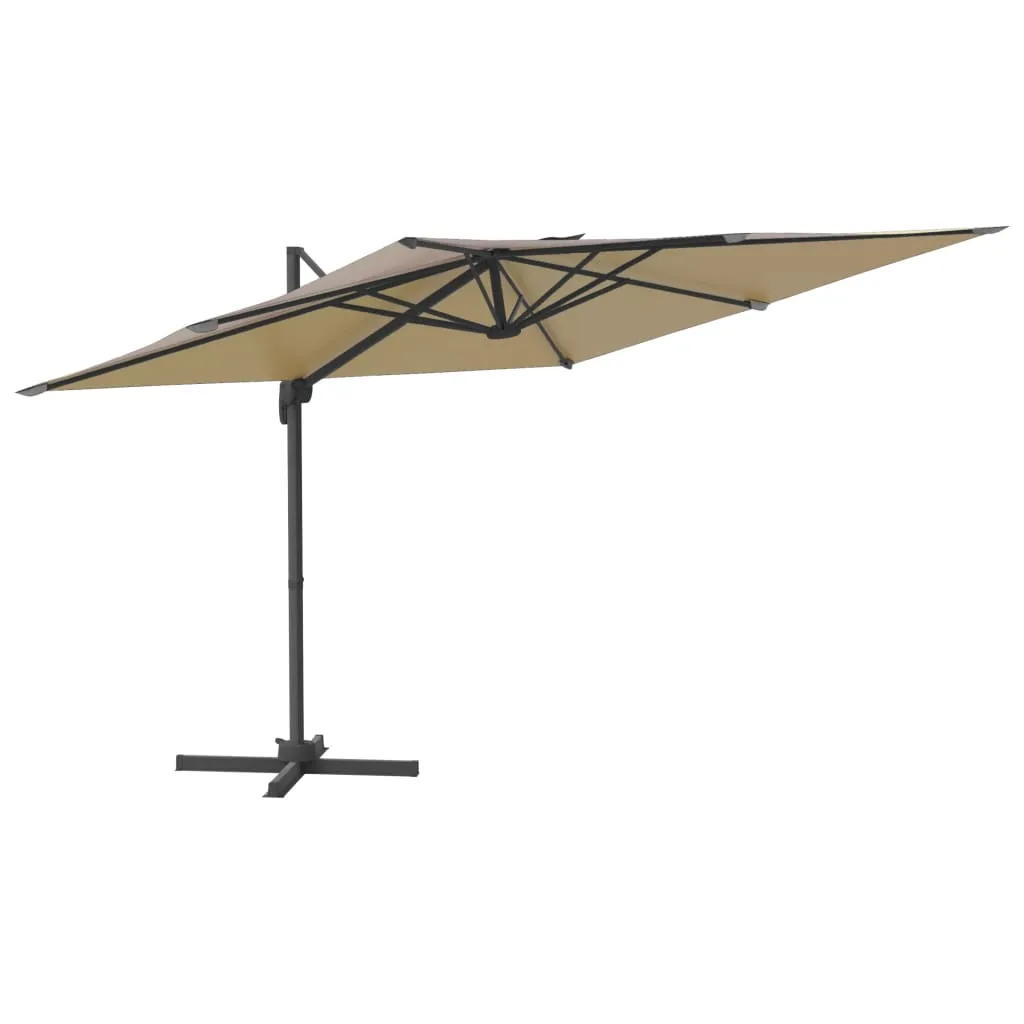 LED Cantilever Umbrella Taupe 400x300 cm