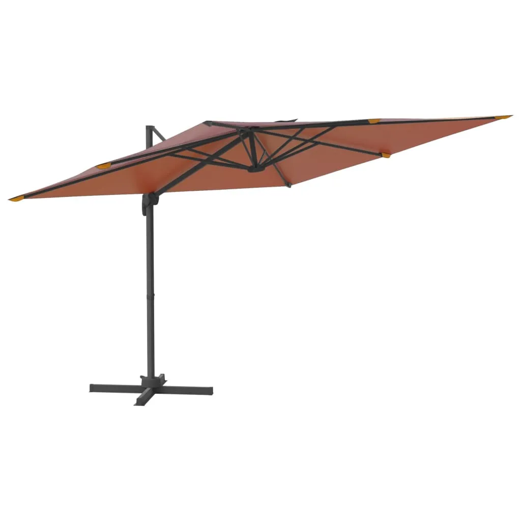 LED Cantilever Umbrella Terracotta 400x300 cm