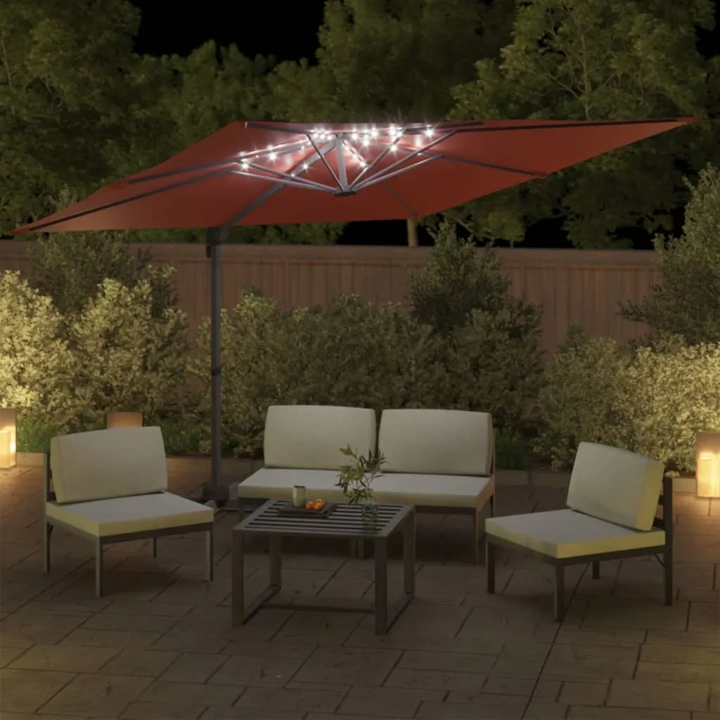 LED Cantilever Umbrella Terracotta 400x300 cm