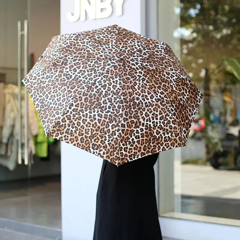 Leopard Pattern Rain Umbrella with Fully-Automatic Control & Long Handle