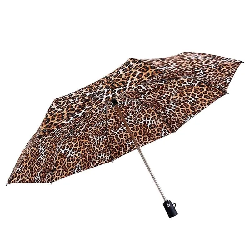 Leopard Pattern Rain Umbrella with Fully-Automatic Control & Long Handle