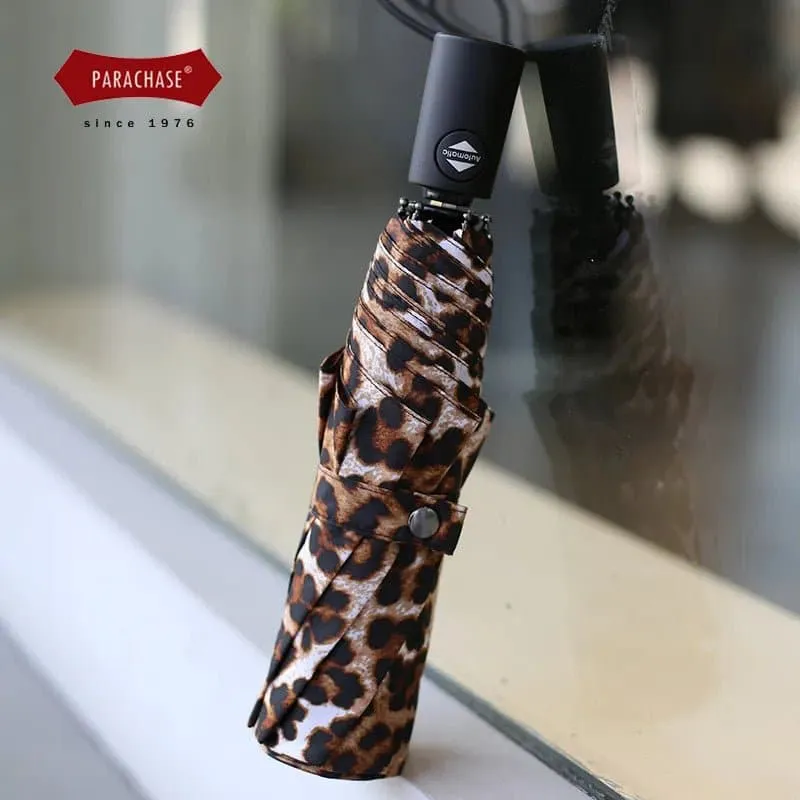 Leopard Pattern Rain Umbrella with Fully-Automatic Control & Long Handle