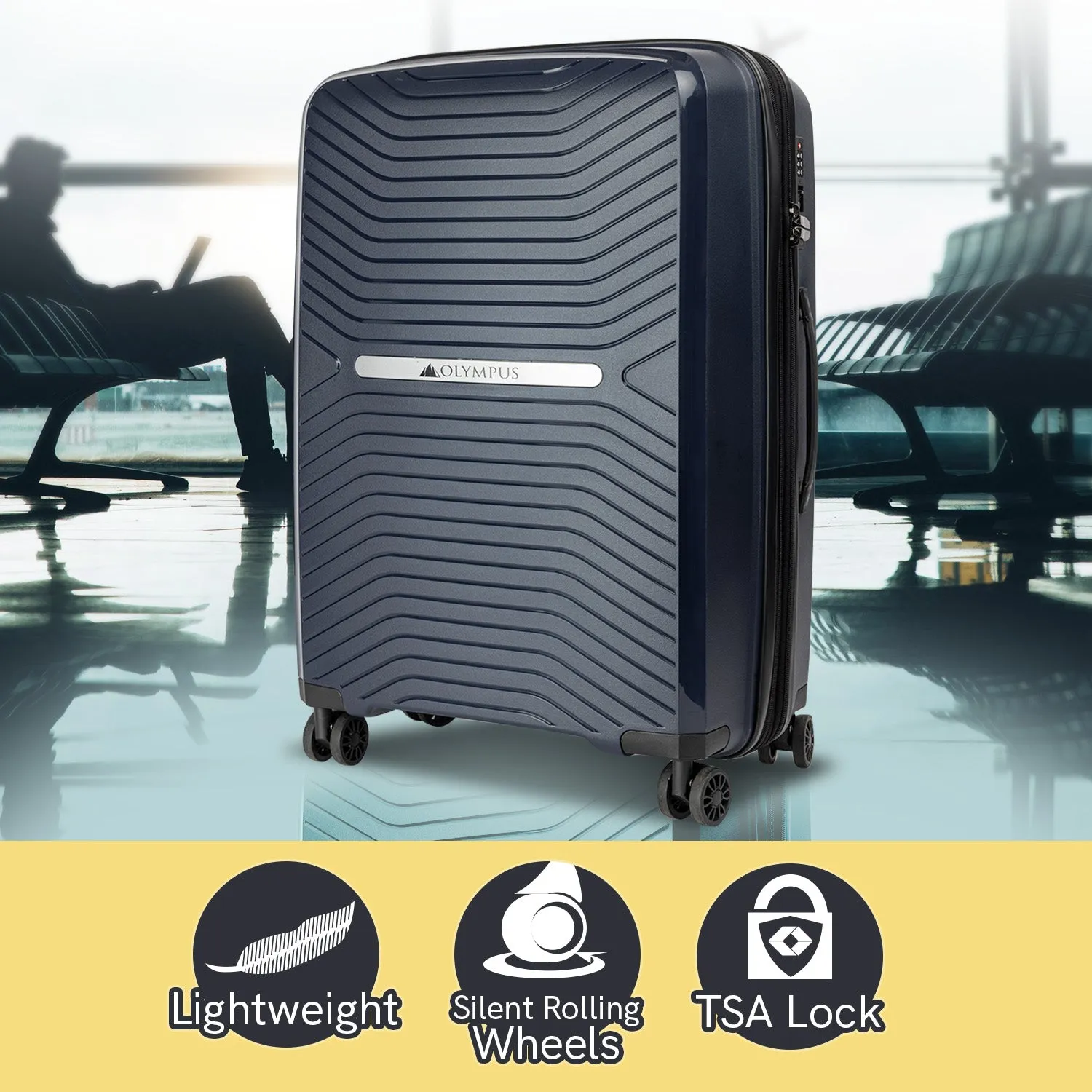 Lightweight Hard Shell Suitcase, 24in, TSA Lock, Silent Wheels - Olympus Astra