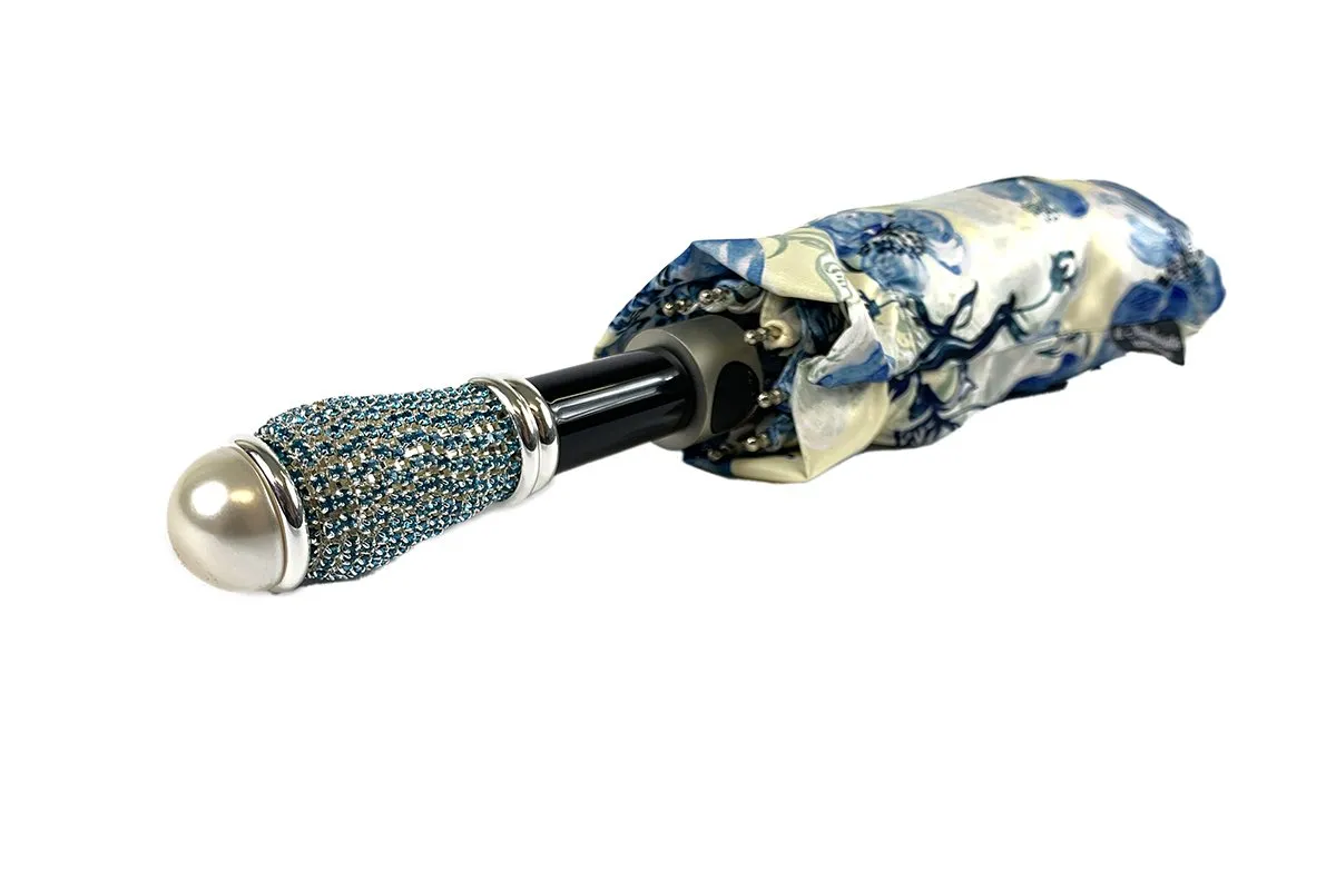 Lovely Folding Umbrella With Blue Poppies Design