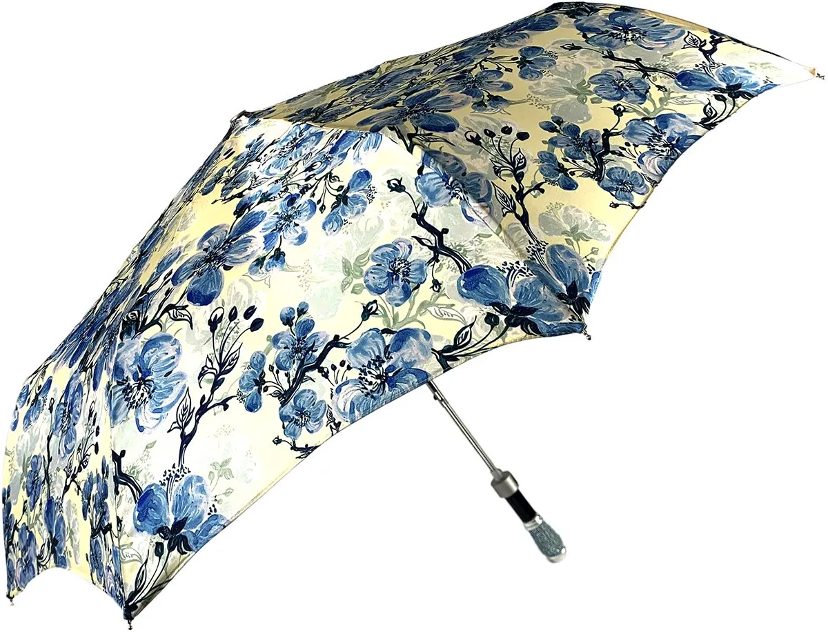 Lovely Folding Umbrella With Blue Poppies Design