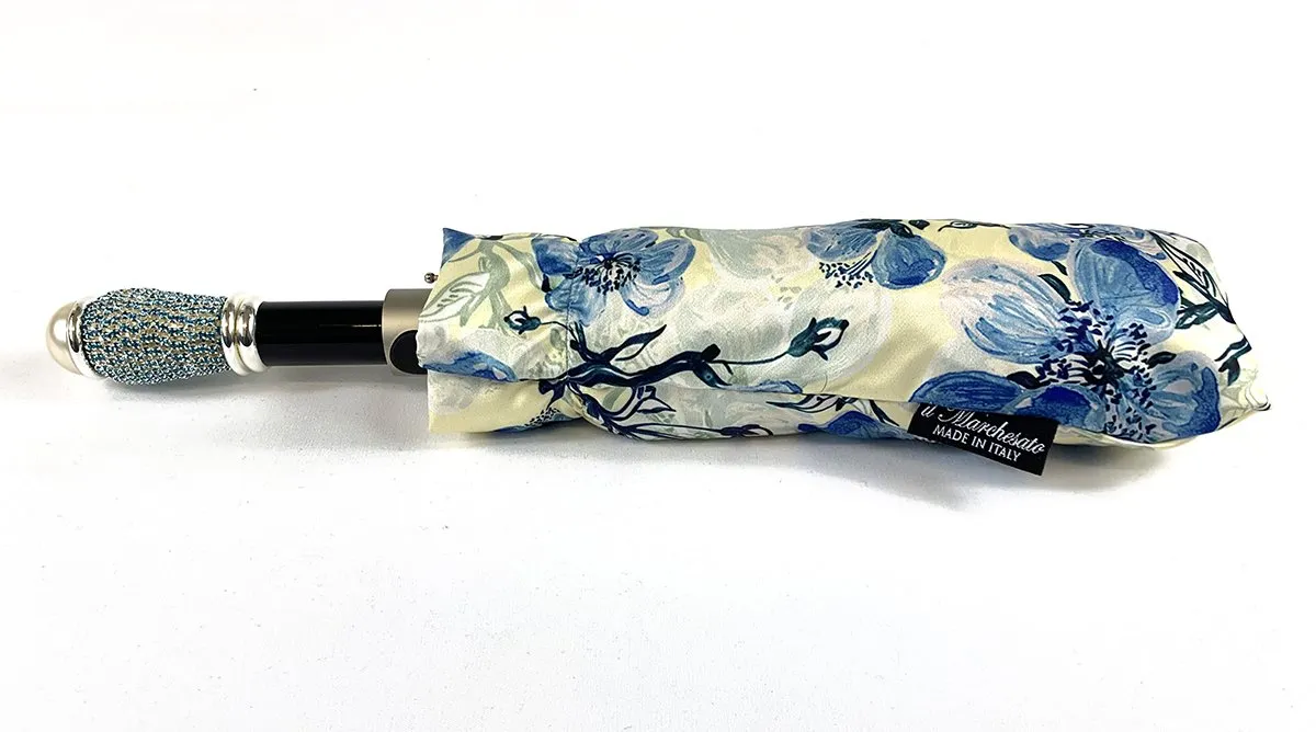 Lovely Folding Umbrella With Blue Poppies Design