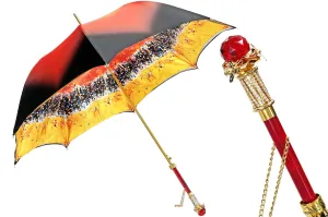 Luxurious Red Umbrella with big red crystals and bee handle