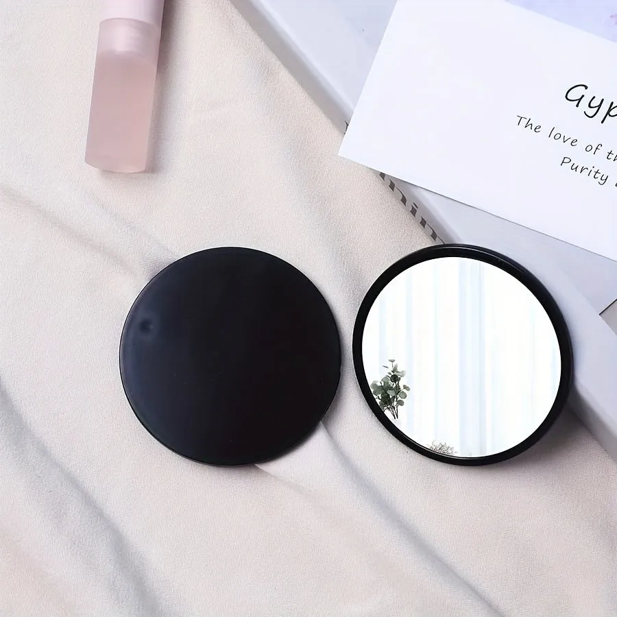 Mini Portable Black Round Cosmetic Mirror for OntheGo Touchups