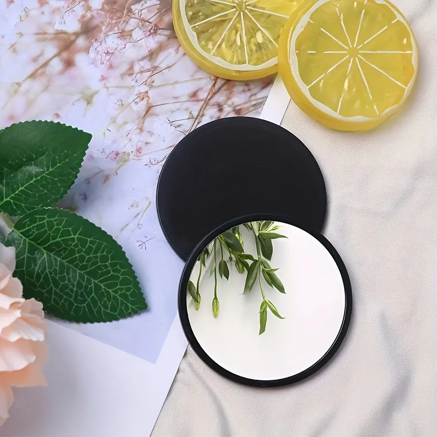 Mini Portable Black Round Cosmetic Mirror for OntheGo Touchups