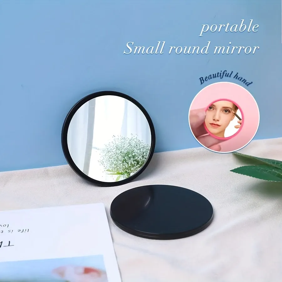 Mini Portable Black Round Cosmetic Mirror for OntheGo Touchups