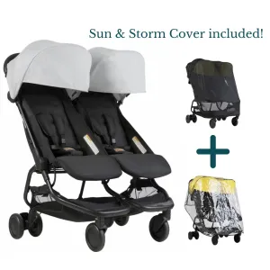 Nano Duo Stroller with Sun & Storm Cover - Silver