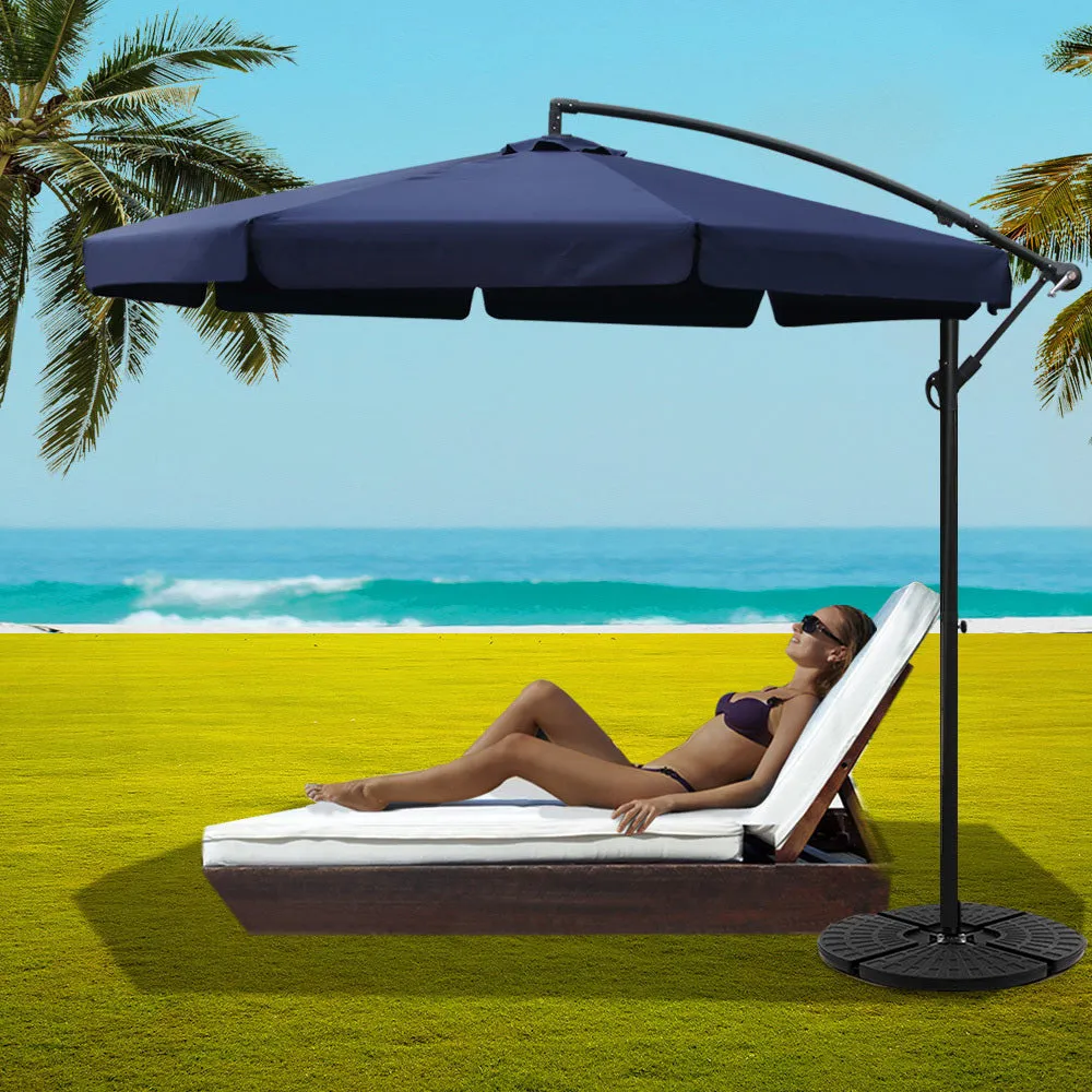 Navy 3m UV50  Cantilever Outdoor Umbrella & Base - Instahut