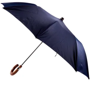 Navy Travel Umbrella with Maple Handle