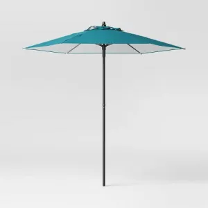 New - 7.5' Round Outdoor Patio Market Umbrella Fern Shower - Room Essentials: Push-Up, Steel Frame, No Tilt