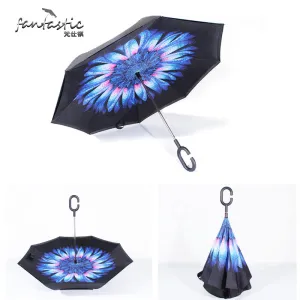 New Styles  Double Layer Parasol Manual On Auto-off inverted Umbrella peacock chinese creative male/woman umbrella