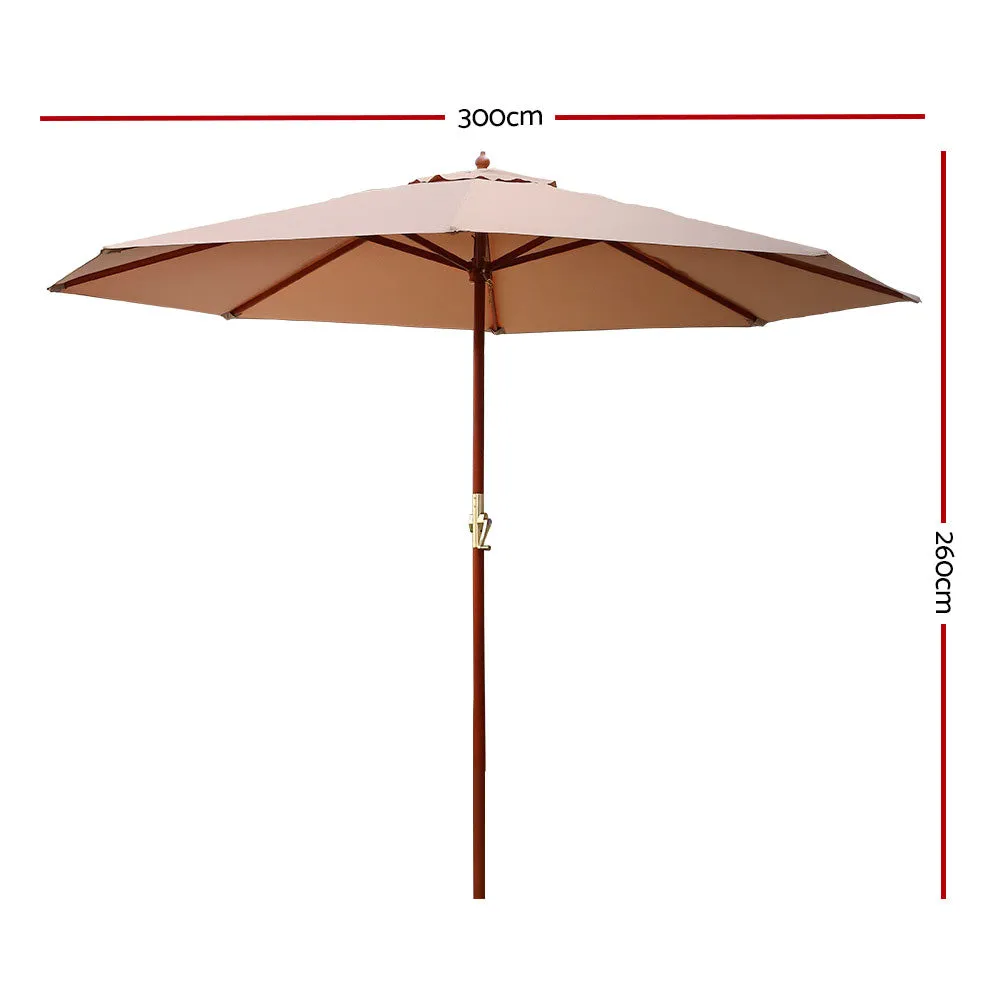 Octagonal UV50  Outdoor Umbrella, 3m Beige - Instahut