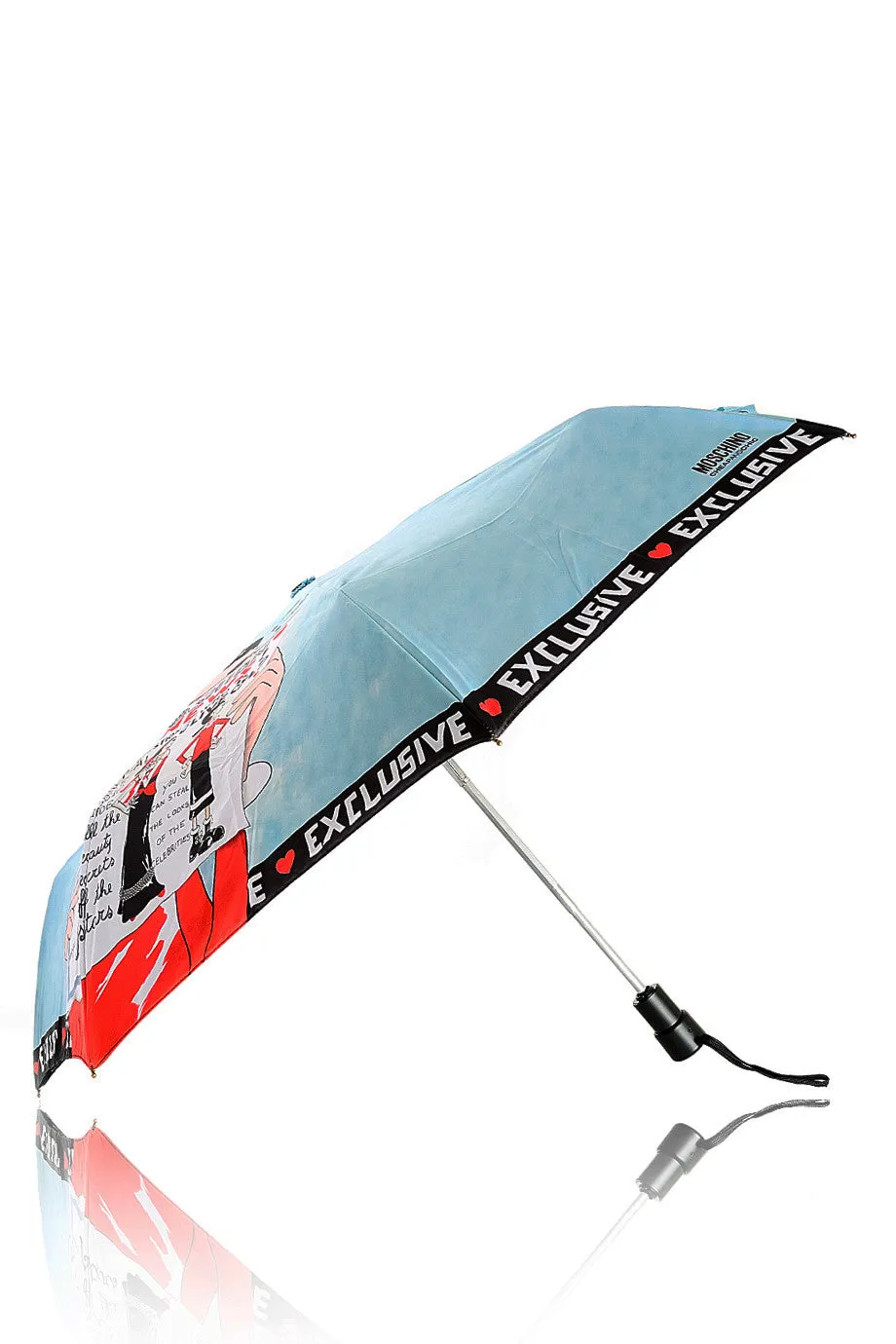 OLIVE OYL Light Blue Fashion News Printed Umbrella